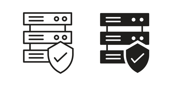 Server protection icon design pack in white and black color