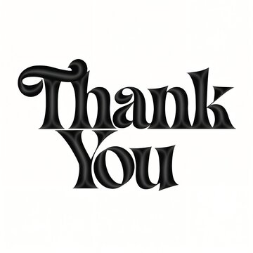 Elegant black serif font elegantly spells out 'Thank You' on a clean white background, expressing gratitude in a sophisticated manner.