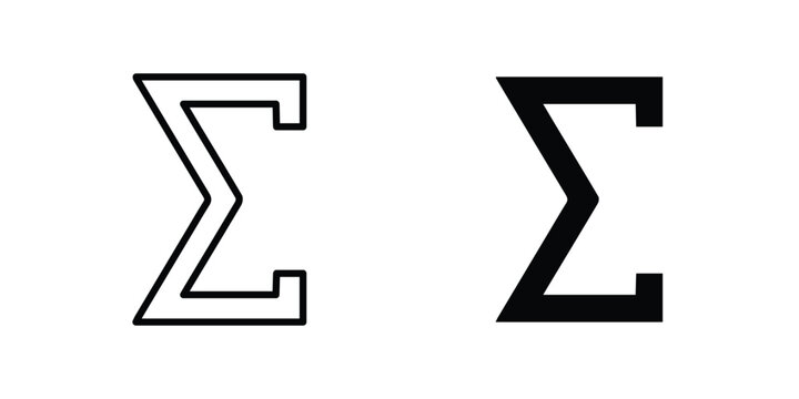 Sigma icon design pack in white and black color