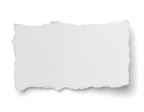 Torn white paper rectangle with rough deckle edges isolated.
