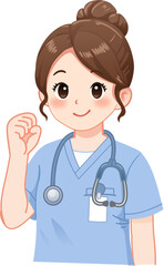 Fototapeta premium Nurse Small Cheer Gesture Encouragement