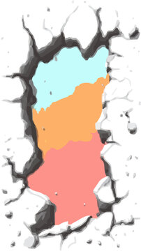 A chaotic, colorful grunge surface with bold flat colors, heavy peeling and cracking, sharp line work, urban street art influence, detailed texture for clean ray tracing