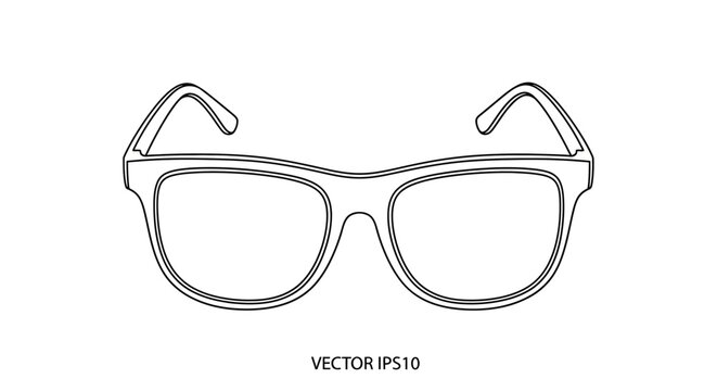 Vector illustration of kaca mata, a pair of glasses with a simple line art style on a white background.