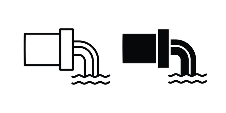 Wastewater icon design pack in white and black color