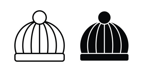 Winter hat icon design pack in white and black color © Cristiane