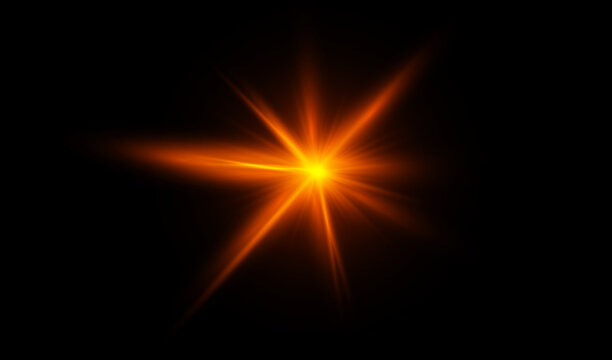 Hot fire spark and glowing energy burst isolated on black background