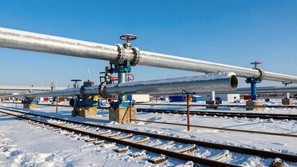 Naklejka premium railroad crossing in the morning