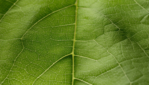 Macro closeup green leaf vein texture pattern.