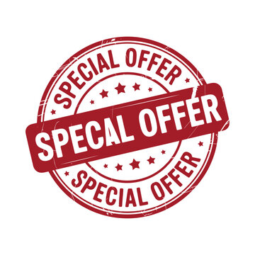 A distressed red circular badge displaying the words special offer