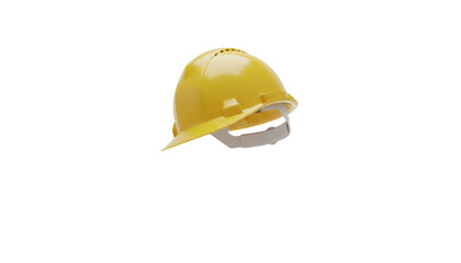 Fototapeta premium Yellow hard hat floating with transparent background isolated on grey grid.