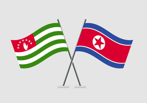 Abkhazia and North Korea vector flags paired in official graphic pose