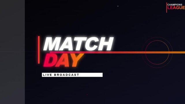 Professional match day live broadcast sports graphic template featuring Champions League branding with modern visuals
