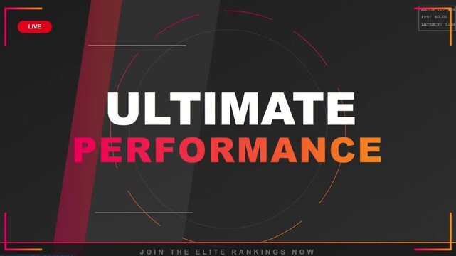 Ultimate performance esports gaming livestream overlay animation with professional match statistics and competitive elite rankings callout.