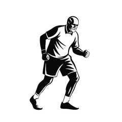 Naklejka premium Old man running or jogging. Active senior fitness and healthy lifestyle silhouette vector illustration isolated on transparent background