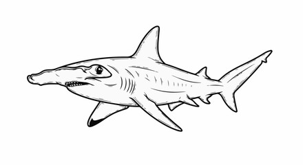 Obraz premium Stylized sketch of a hammerhead shark in black and white