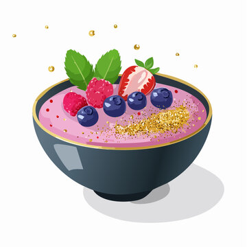 Beeren Smoothie Bowl mit Goldstaub Look