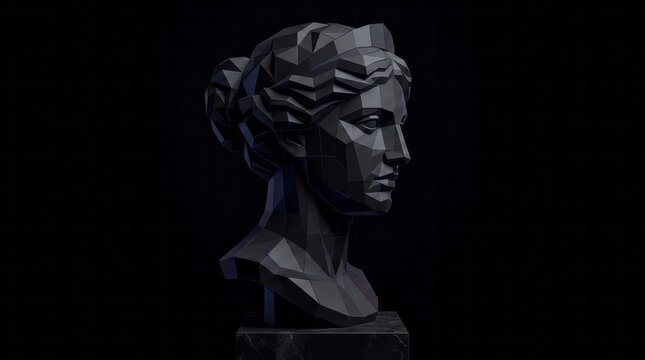 Geometric Black Bust Sculpture Bust Sculpture Geometric Black Polygonal Art Design. Concept featuring bust, sculpture, geometric, black, polygonal for professional commercial design.