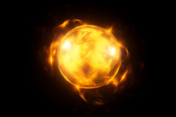 Naklejka premium Fiery Energy Sphere Overlay with Intense Orange Glow