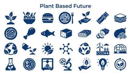 Fototapeta premium Plant based future concept icons showing healthy food, sustainability, science, and technology for a better world