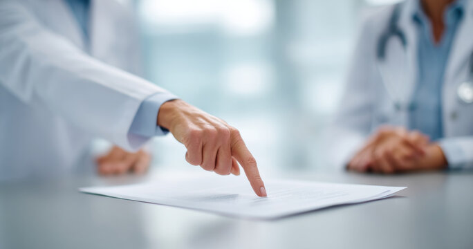 Doctors discussing medical document details