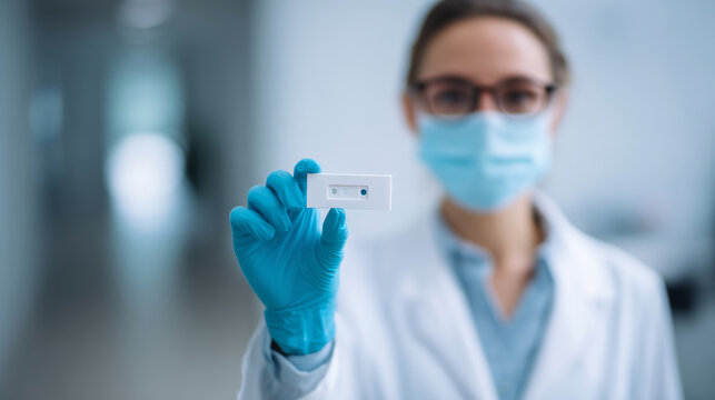 Medical professional holding rapid test cassette