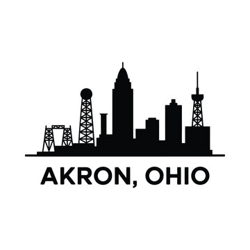 Akron Ohio skyline silhouette with city name