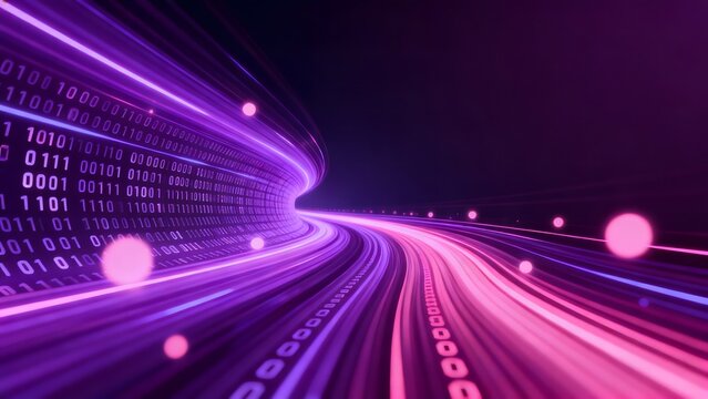 Abstract digital tunnel with binary code