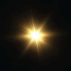 Obraz premium Sparkling star shine overlay light flare PNG.