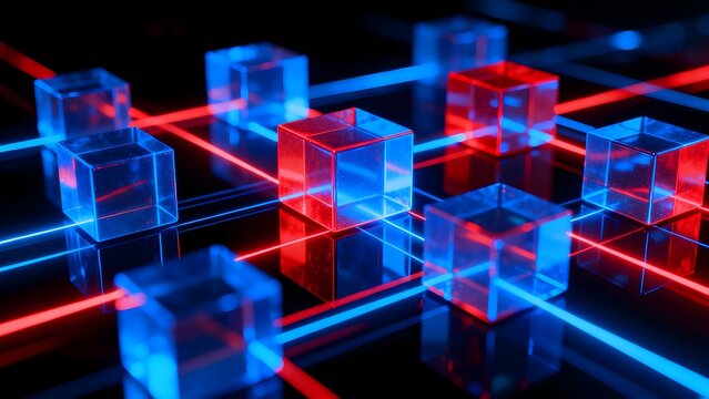 Glowing cubes and light beams