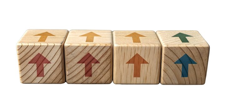wooden blocks with arrow keys