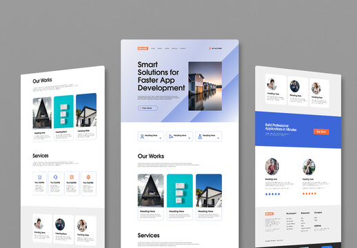 Modern Landing Page UI Design Template with Clean Business Website