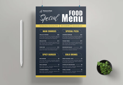 Restaurant Food Menu Template Design Layout