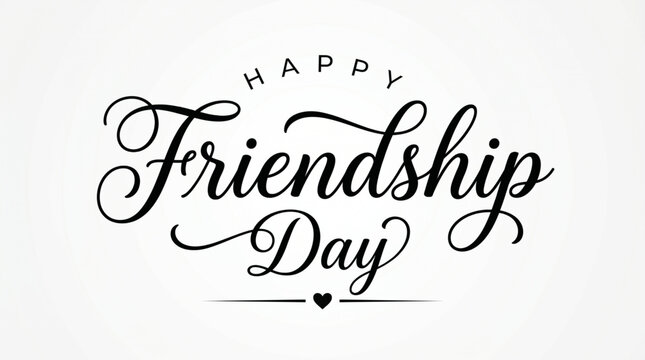 Friendship day elegant typography lettering design in minimal black script style on clean background for greeting card banner social media post and branding use