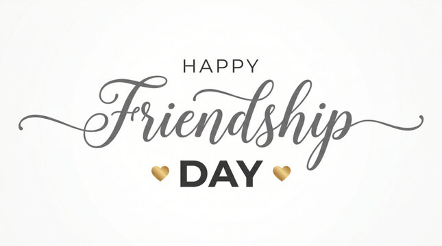 Friendship day stylish handwritten typography with elegant script text and subtle heart accents on clean background for greeting card banner social media post design