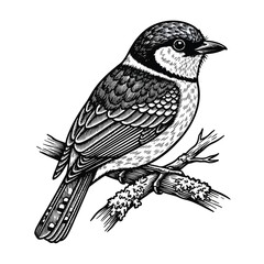 Fototapeta premium Detailed illustration of a small bird 1.