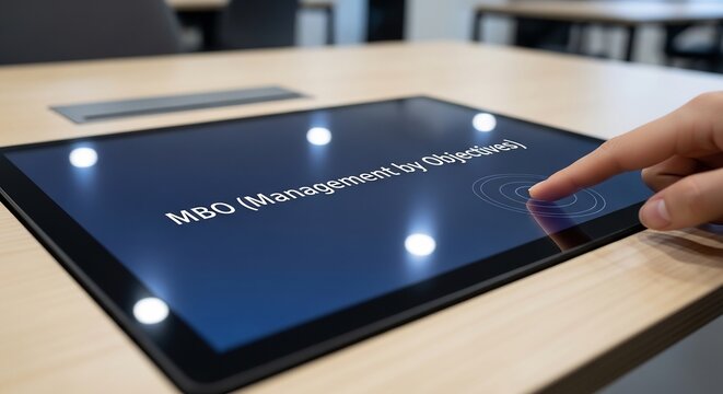 Finger Touching Tablet Screen with MBO Management by Objectives