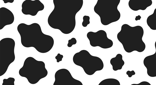black and white cow print pattern for design and decoration