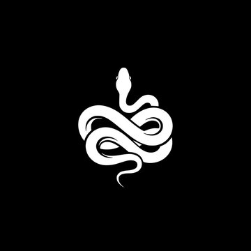 Coiled Snake Silhouette Minimalist Serpent Reptile Logo Vector