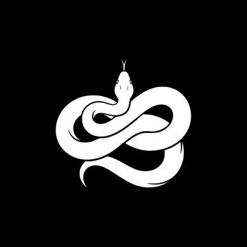 Elegant Coiled Serpent Silhouette Reptile Wildlife Vector Design
