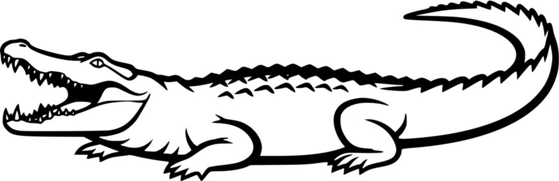 Fierce Crocodile Silhouette Side View Alligator Predator Vector Design