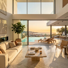Fototapeta premium Luxury modern house exterior with pool