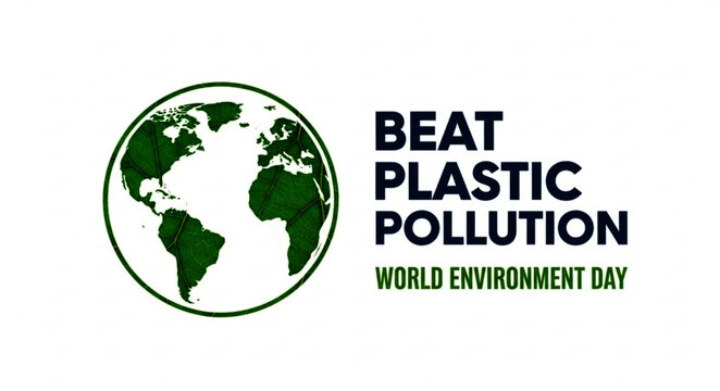 World Environment Day Beat Plastic Pollution Vector Illustration