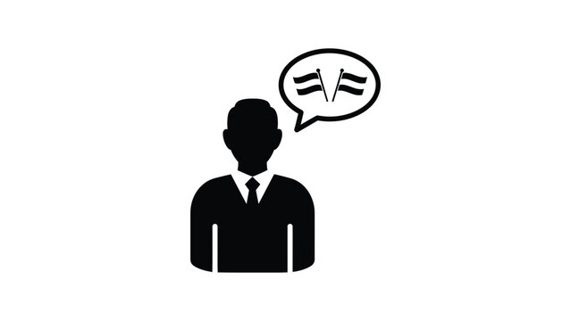Icon of a man speaking about international relations and global diplomacy.