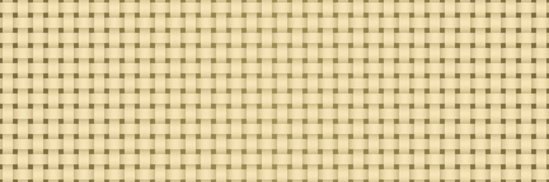 Beige wicker weave seamless pattern with dark background. Vector illustration of natural jute fiber texture, hessian burlap fabric and braided rattan lattice for organic packaging and rustic design.