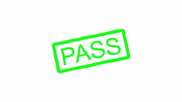 Pass rubber stamp animation on a transparent background, Pass stamp effect animation with alpha channel