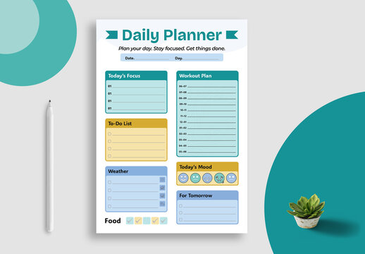Daily Planner Design Template Layout