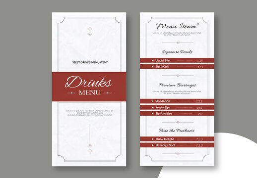 Drinks Menu Template Layout
