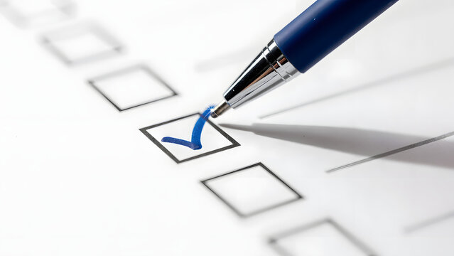 blue pen marking on checklist sheet