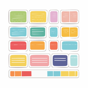 Colorful Hand-Drawn Rectangular Labels and Tags