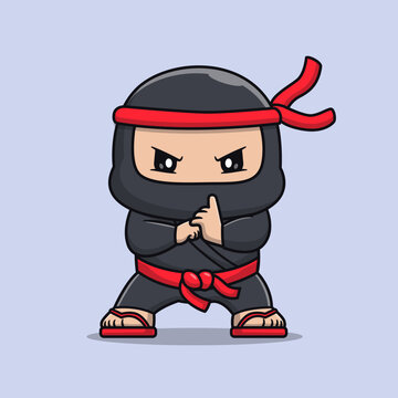 Cute Ninja With Jutsu Hand Cartoon